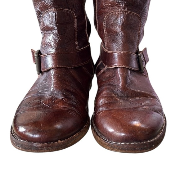 Cole Haan Brown Distressed Leather Nike Air Equestrian Strap Riding Boots - 7 - Picture 8 of 16
